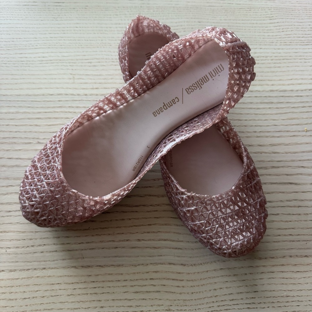 Mini Melissa Campana Zigzag Flat pink girls size 4